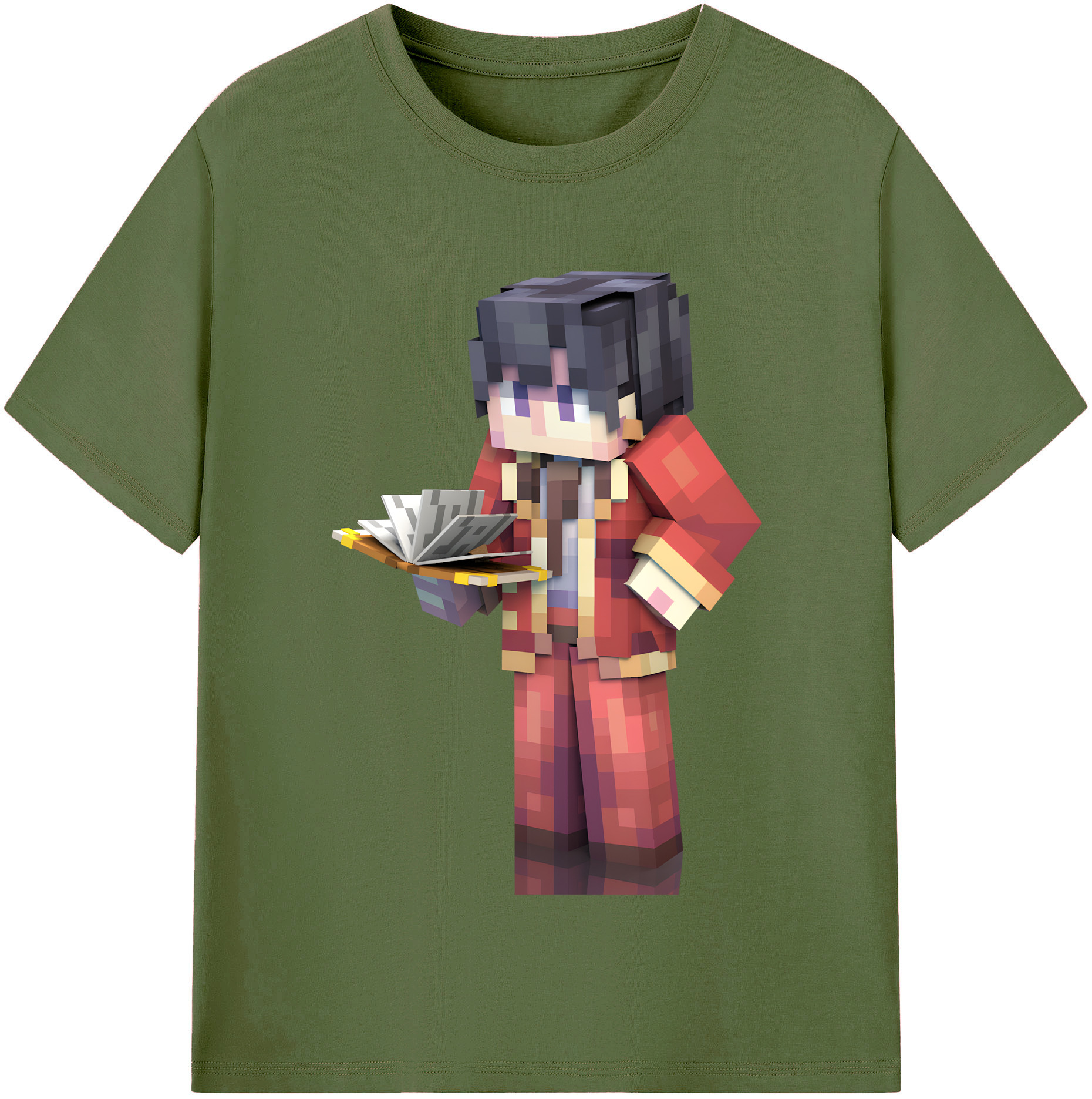 （画像用） マインクラフト ブロックの世界 Minecraft MC Block world 綿100％半袖Tシャツ（フロントプリント）